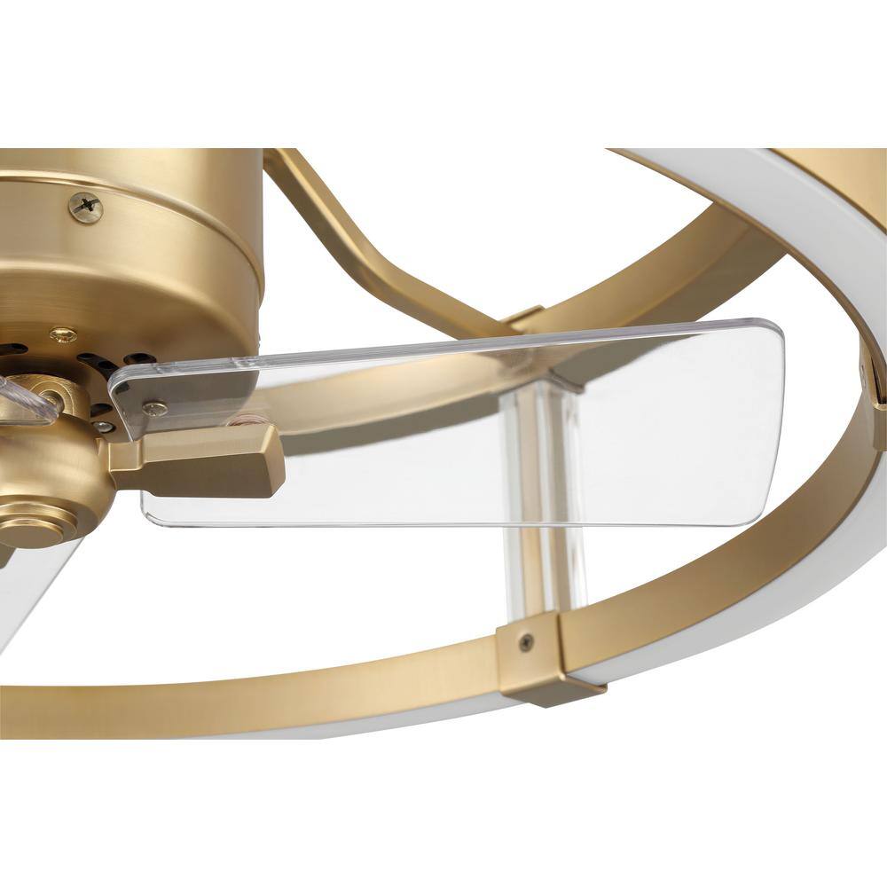 Alexis 18" Satin Brass Ceiling Fan with Clear Acrylic Blades and LED Light