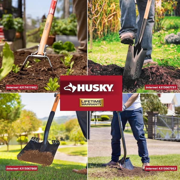 Husky 28 in. Wood Handle D-Grip Carbon Steel Drain Spade 77444-944