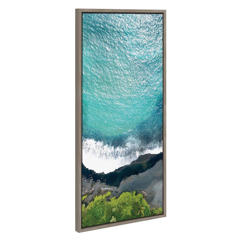 Maui Black Sand Beach Teal Waters Canvas Print, 18x40
