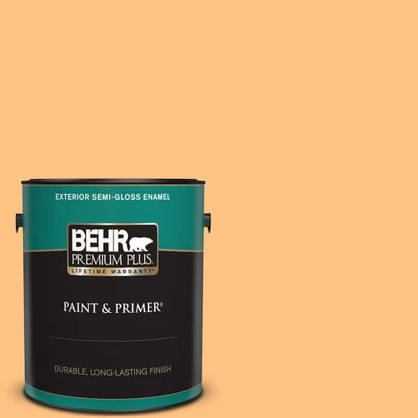 BEHR PREMIUM PLUS 1 gal. #PMD-68 Amber Sun Semi-Gloss Enamel Exterior Paint & Primer