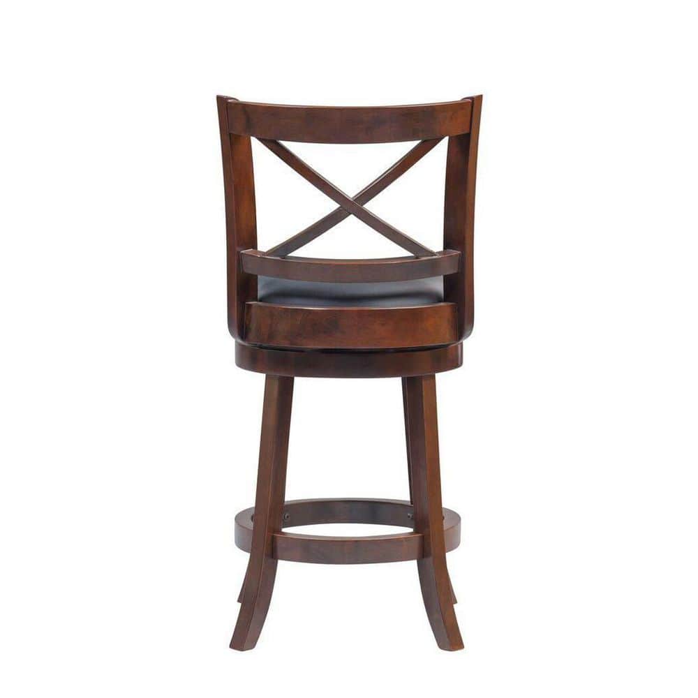 Cappuccino Swivel High Back Barstool with Faux Leather Cushion