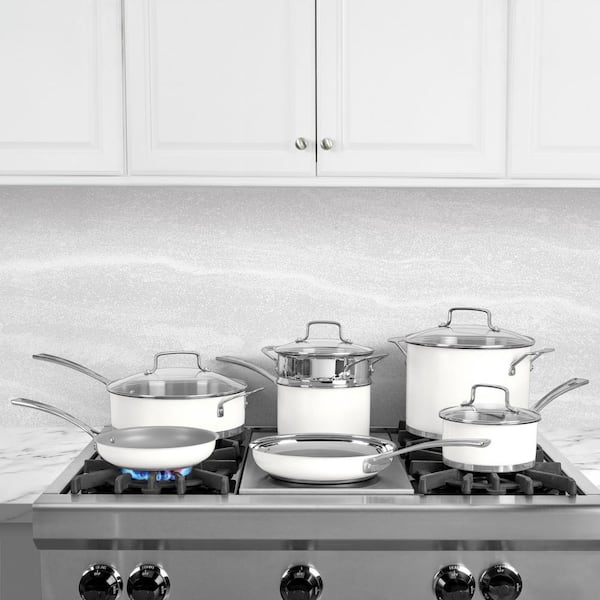 Cuisinart Premium 11-Piece Stainless Steel Cookware Set with Lids in Matte  White MW89-11 - The Home Depot