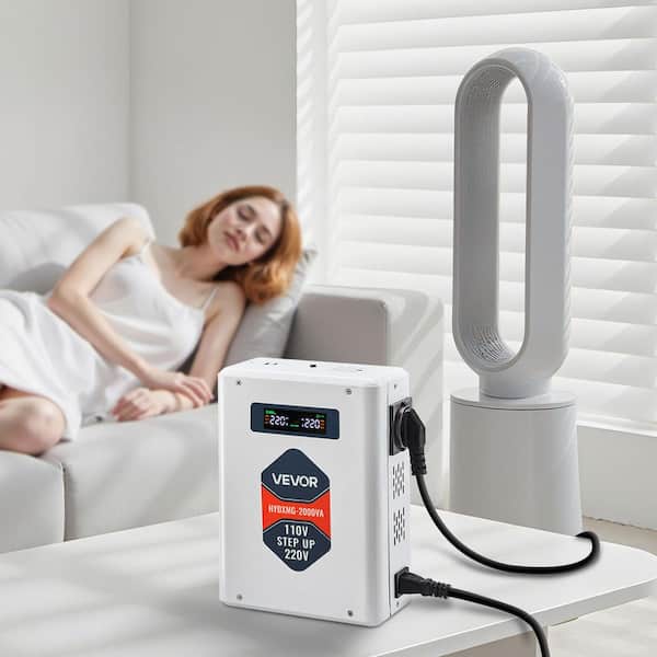 Step Up Voltage Converter 2000VA Heavy Duty Voltage Power Converter 110V to 220V Power Transformer with 2 EU Outlets