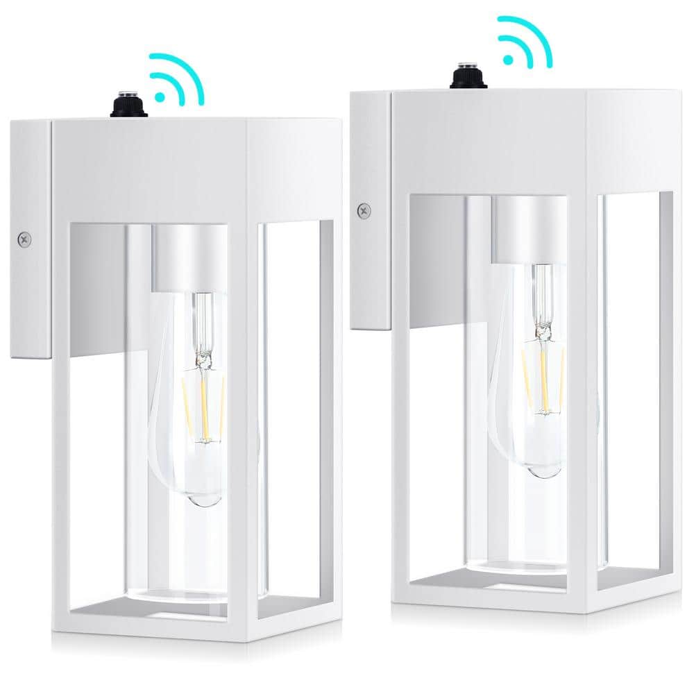 10.2 in. White Dusk to Dawn Modern Porch Lights Outdoor Hardwired Wall Lantern Sconce with No Bulbs Included (2-Pack) price history on PriceWatchPro