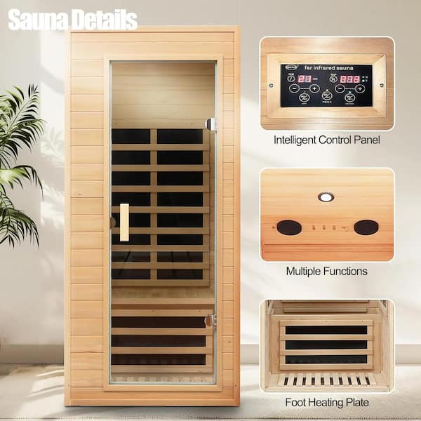 Spygo Moray 1-Person Indoor Hemlock Infrared Sauna with 5 Far