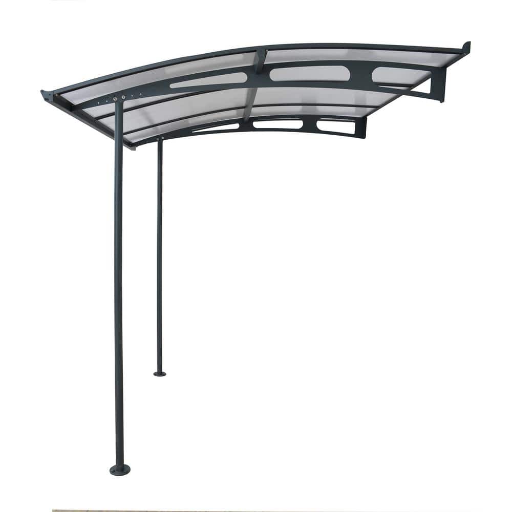Vega 7' x 7' Gray Acrylic and Steel Door Awning