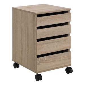Holly River Oak Finish Storage Cabinet Mobile Cart with 4 Drawers