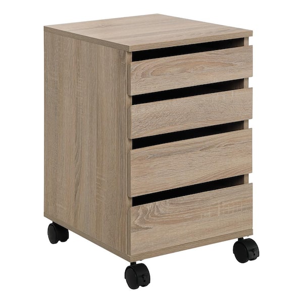 OSP Home Furnishings Holly River Oak Finish Storage Cabinet Mobile Cart with 4 Drawers