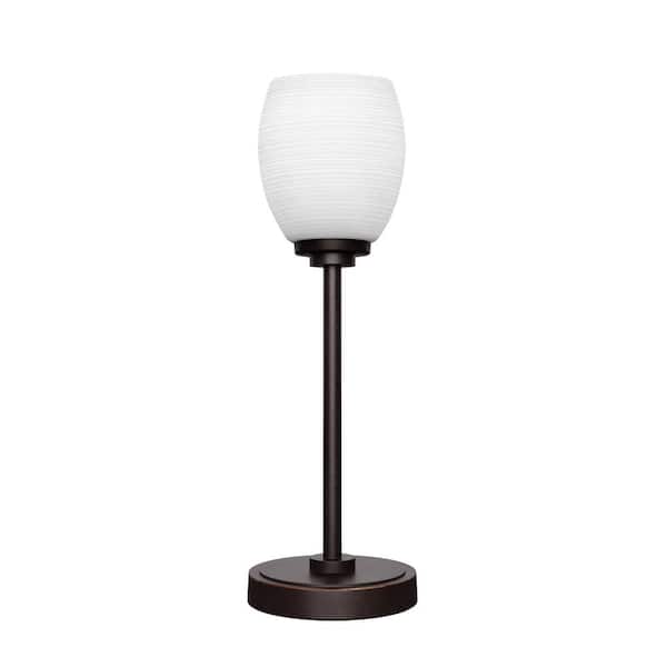 Unbranded Quincy 17 in. Dark Granite Accent Lamp with White Matrix Glass Shade