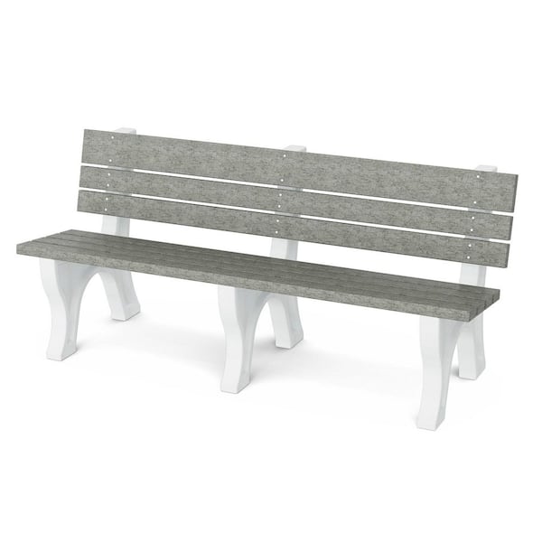 Wildridge Heritage 6 ft. Dark Gray and White HDPE Plastic Outdoor Park Bench