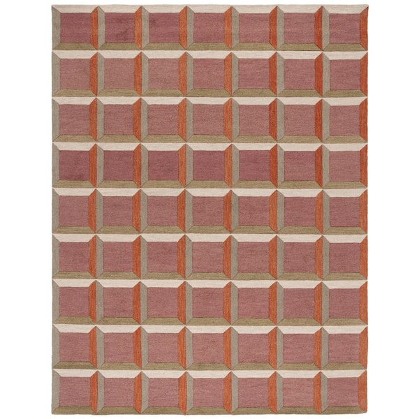 SAFAVIEH Genre 9 ft. x 12 ft. Pink/Beige square Geometric Area Rug