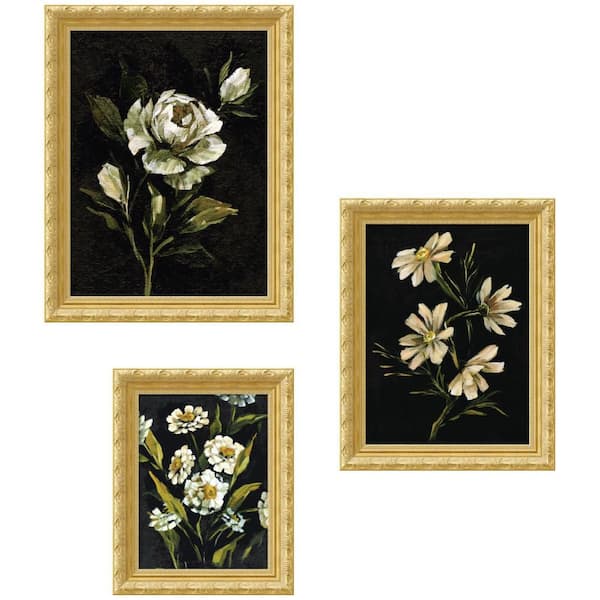 3-Piece Versailles "Moody Whites Floral No. 2" by Annie Quigley Flowers Framed Art Print Set 52 in. x 45 in.