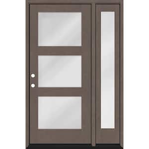 Regency 53 in. W. x 80 in. Modern 3-Lite Equal Clear Glass RHIS Ashwood Mahogany Fiberglass Prehung Front Door 14 in. SL
