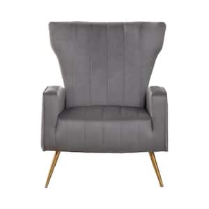 Kaleigh 27.56 in. W Gray Velvet Sofa Chair with Metal Legs