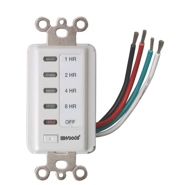 Woods 15 Amp 1-2-4-8 Hour In-Wall Countdown Digital Timer Switch, White