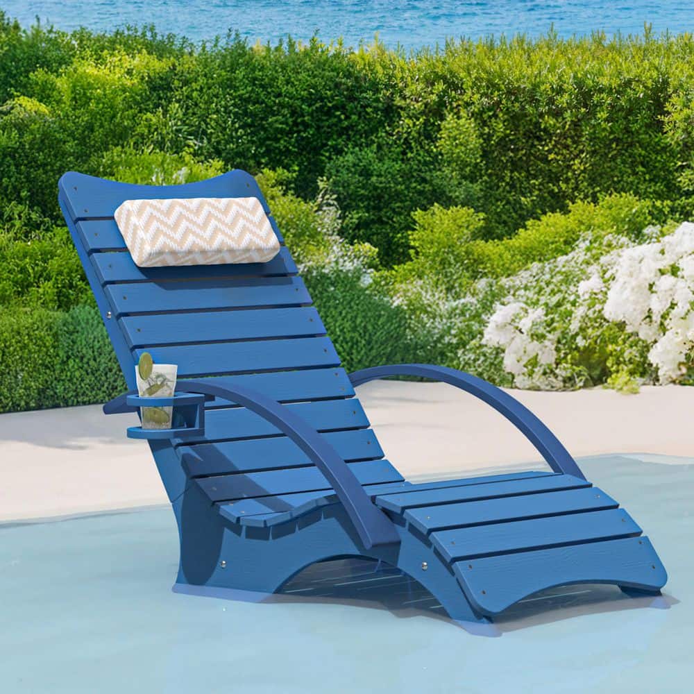 Hotormer Navy Blue 1-Piece HDPS Plastic Aquawave Outdoor Chaise