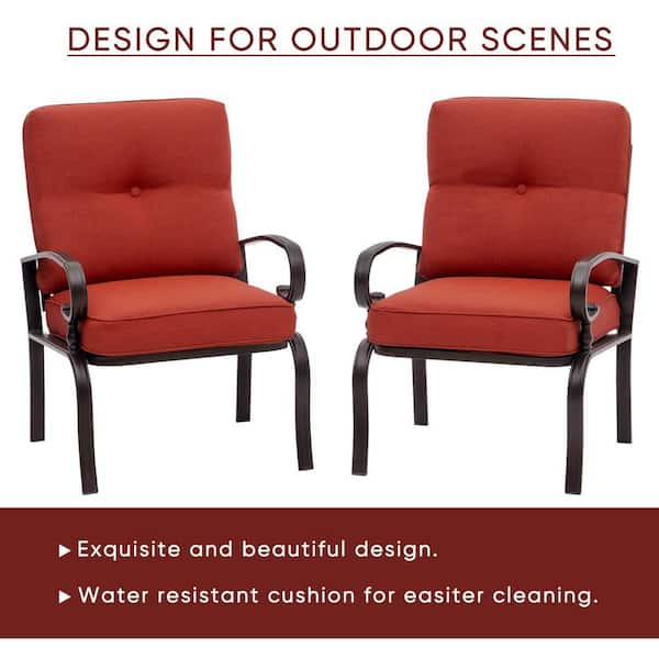 Black metal patio online chairs with cushions