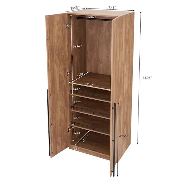 Manhattan Comfort Lee Golden Brown 31.5 in. Freestanding Wardrobe