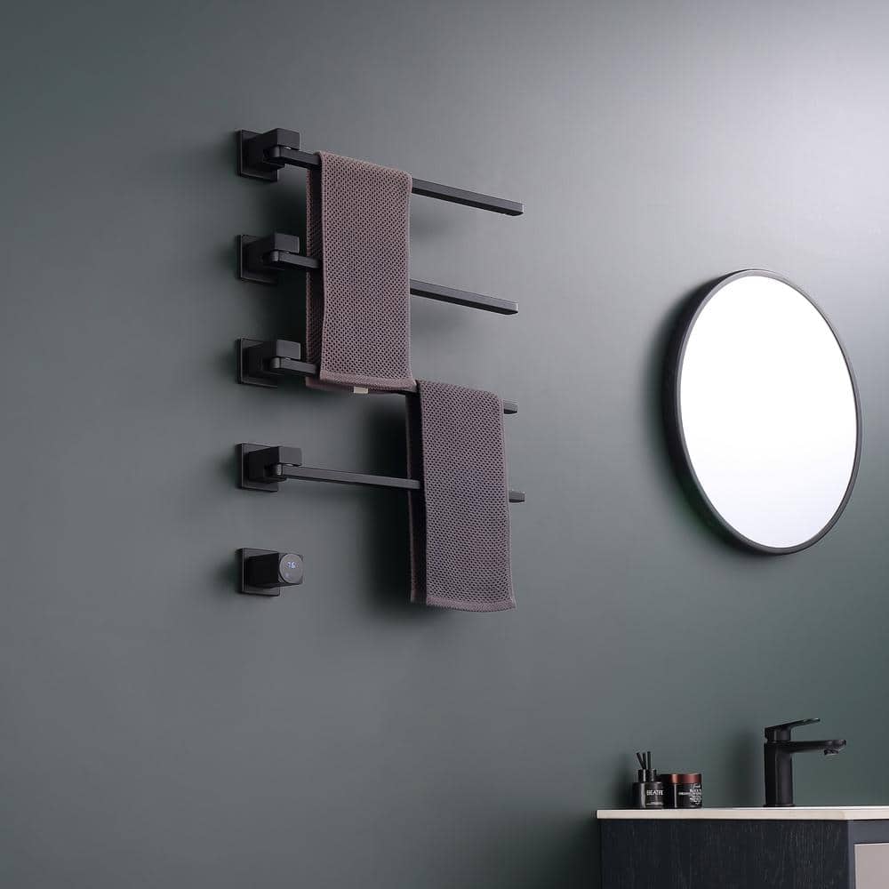 Matte Black Wall Mounted 4-Bar Towel Warmer