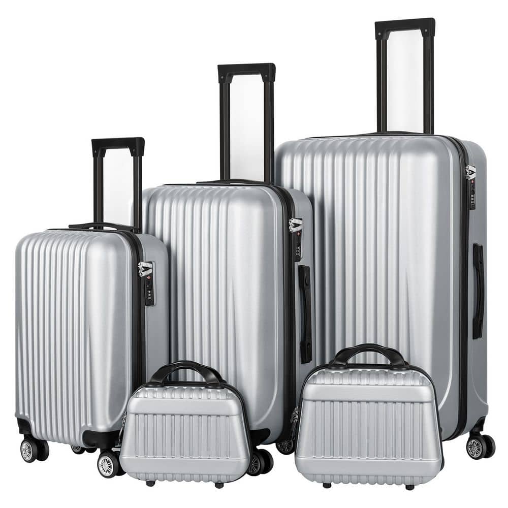 HIKOLAYAE 5-Piece Set of Lightweight Rolling Hardside and Checked