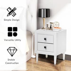 2-Drawer White Nightstand End 22 in. x 16 in. x 16 in.'