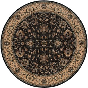 Alyssa Black/Ivory 6 ft. x 6 ft. Round Traditional Area Rug
