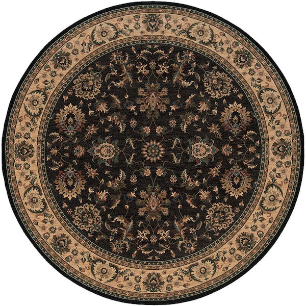 AVERLEY HOME Alyssa Black/Ivory 8 ft. x 8 ft. Round Traditional Area Rug
