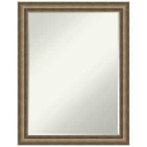 Angled Bronze 21.25 in. x 27.25 in. Petite Bevel Modern Rectangle Wood Framed Wall Mirror in Bronze