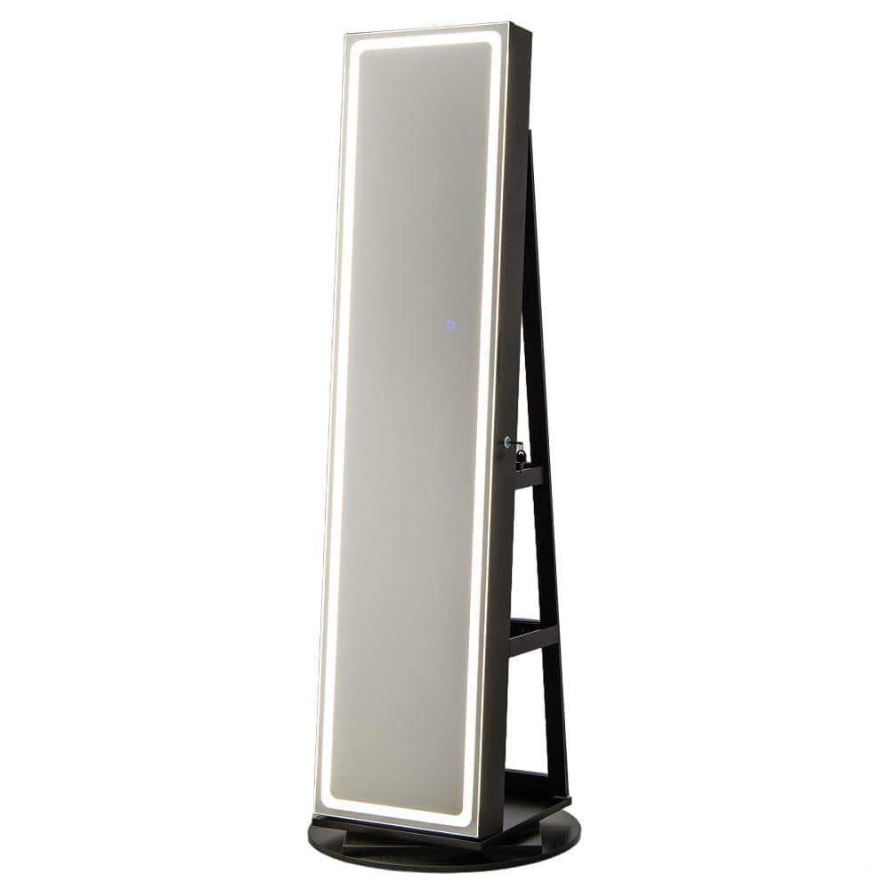 耳(樹皮)付き飾り棚 CHARMAID LED Mirror Jewelry Cabinet Armoire 360° Swivel, 63