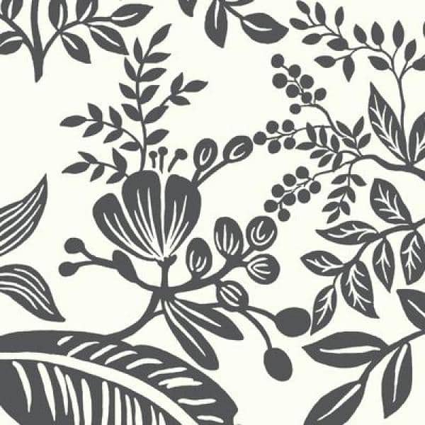 Canopy Black & White Tropical Leaves Removable Wallpaper Roll