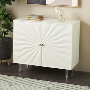 White 32 in. Wooden 1-Shelf and 2-Doors Cabinet with Silver Knobs and Legs