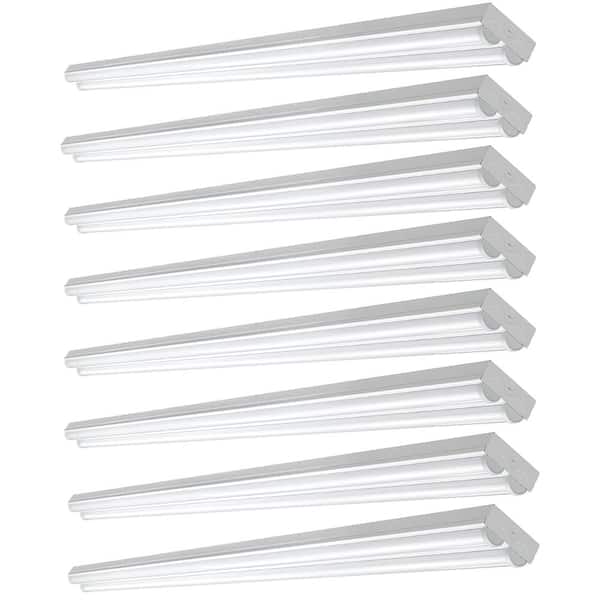 ETi 8 ft. Linear White LED Garage Strip Light Fixture 9000 Lumens 120V Hardwire 4000K Bright White Row Mount Option (8-Pack)