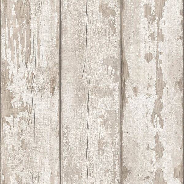Ambrose Cream White Wood Plank Wallpaper Sample