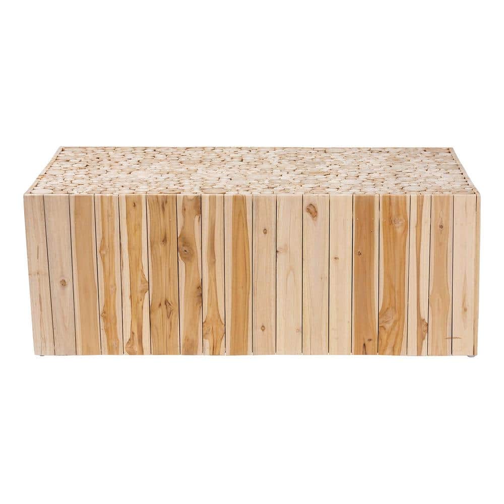 Grayson Natural Teak Wood Coffee Table with Repurposed Logs