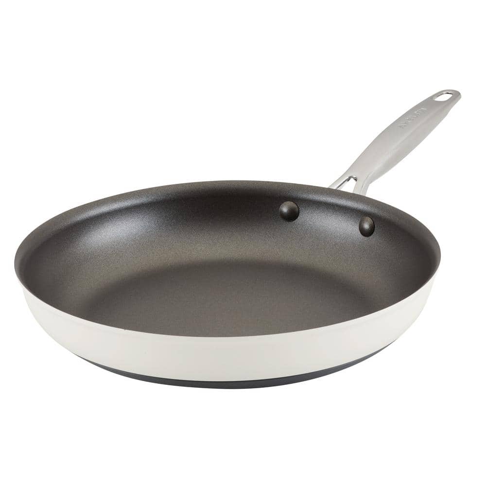 Achieve 12 in. Hard Anodized Aluminum Nonstick Frying Pan in Cream