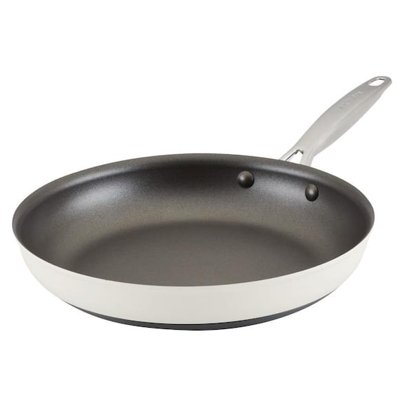 Unbranded Achieve 12 in. Hard Anodized Aluminum Nonstick Frying Pan in Cream