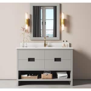 Dixfield 48 in. W x 22 in. D x 33.5 in. H Single Bath Vanity in Gray with White Quartz Counter Top with White Basin