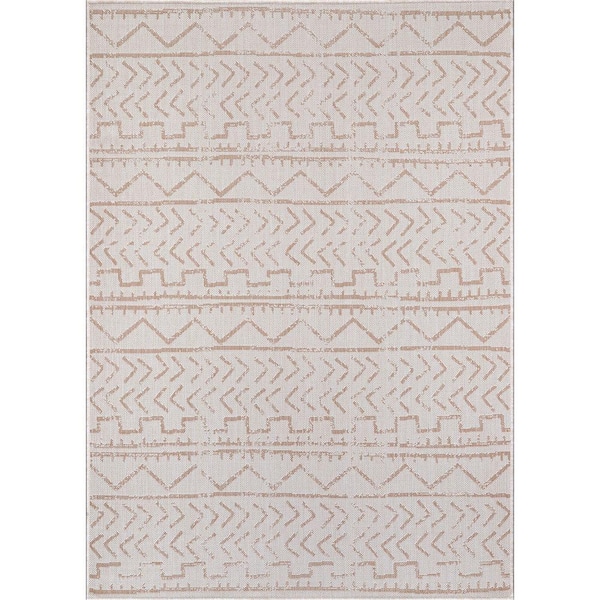 4 X 6 White Beige Waikiki Modern Trellis Indoor Outdoor Area Rug