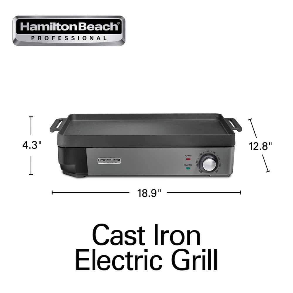 Hamilton Beach Black Cast Iron Electric Griddle with Adjustable Temperature