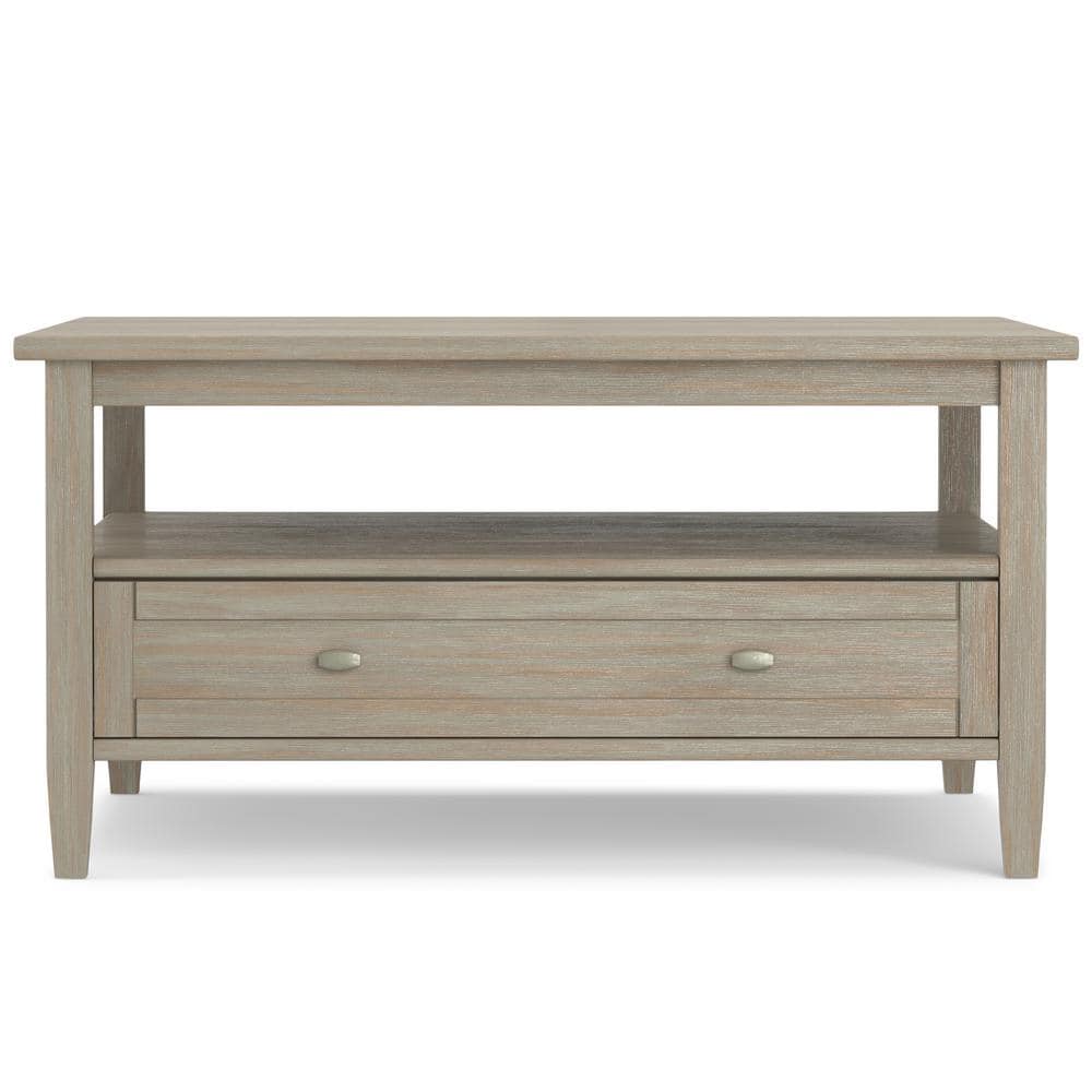 Shaker Style Distressed Grey Solid Wood Square Coffee Table with Storage