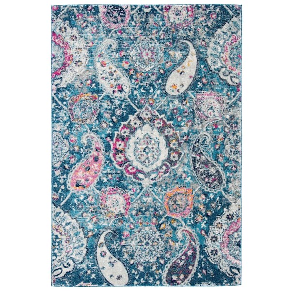 SAFAVIEH Madison Blue/Grey Doormat 3 ft. x 5 ft. Medallion Floral Area Rug