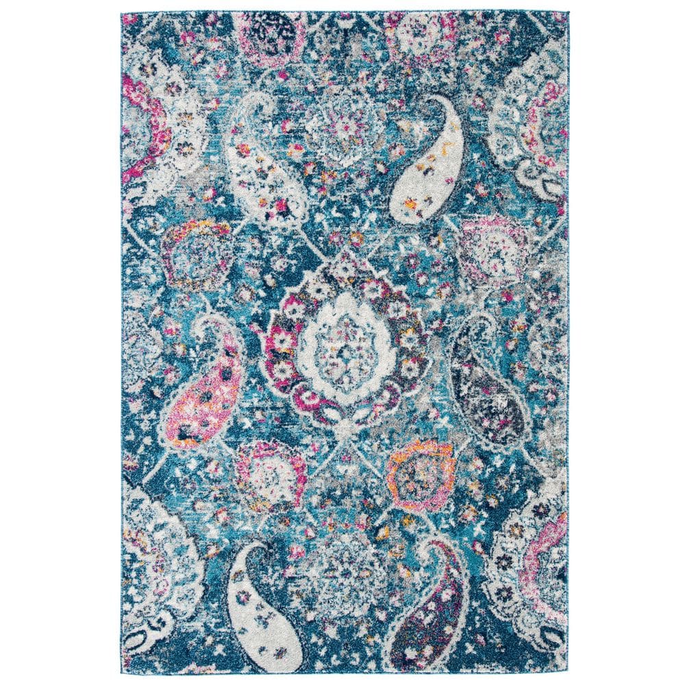 Blue Paisley 4' x 6' Synthetic Area Rug