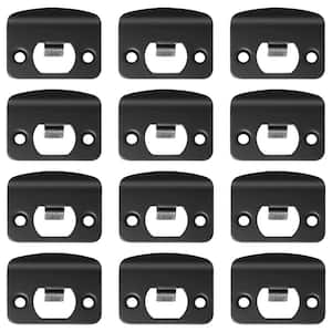 12 Pcs Stainless Steel Black Door Strike Plates with D-Shaped Corners, Full Lip Round Corner