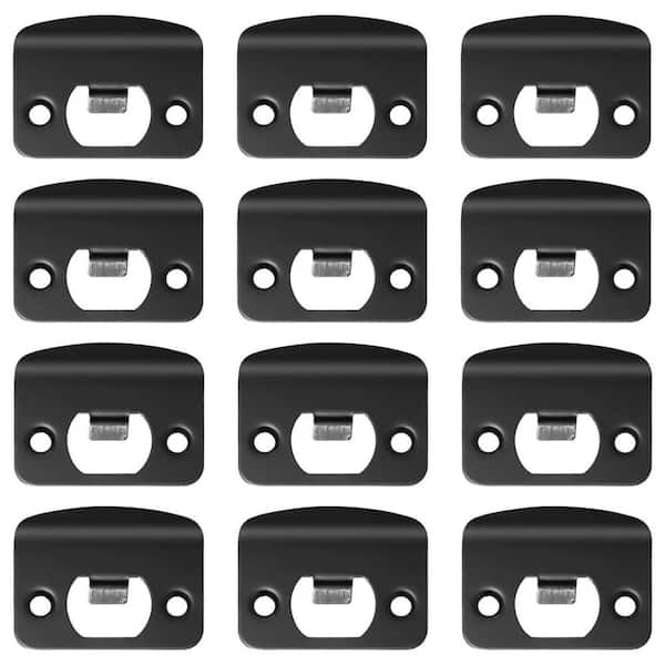12 Pcs Stainless Steel Black Door Strike Plates with D-Shaped Corners, Full Lip Round Corner