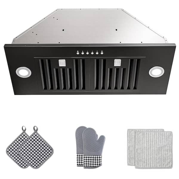 30 in. 400 CFM Convertible Insert Range Hood with Low Noise, Long-term Warranty, 4-Speed Control, Lights in Black