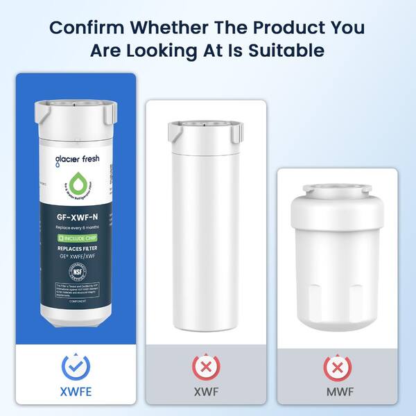 Glacier Fresh XWFE Refrigerator Water Filter for GE(with chip)-1