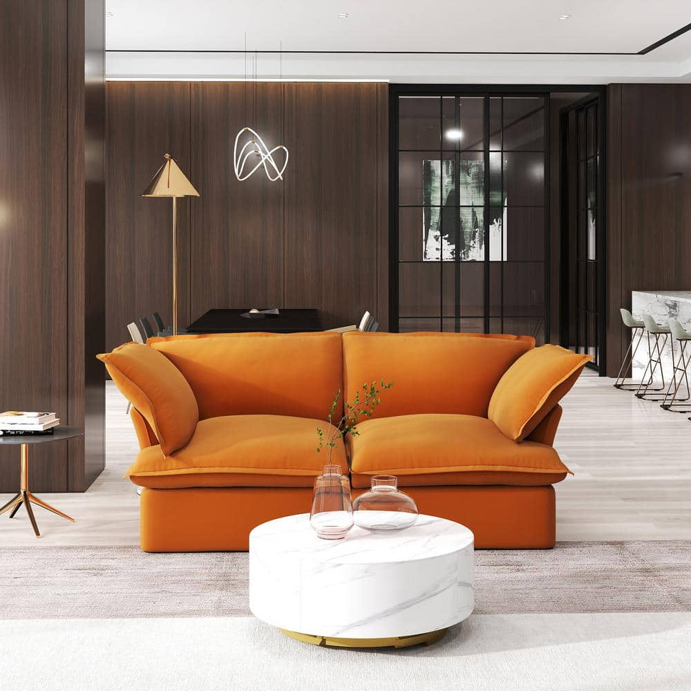 82.6 in. Flared Arm 2-Piece linen Modular Sectional Sofa in Orange price history on PriceWatchPro