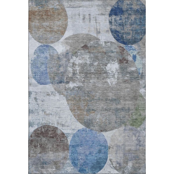 Mayfield Premium Machine Washable Abstract AMF2381 Blue 8 ft. x 10 ft. Area Rug