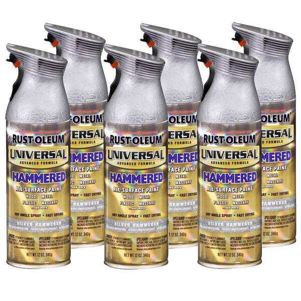 Rust-Oleum Universal 12 oz. Gloss Silver Hammered Spray Paint (6-Pack)