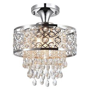 Indianapolis 17.3 in. 5-Light Chrome Semi Flush Mount With Crystals